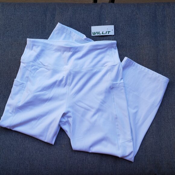 BNWT WILLIT Yoga Capris Pants High Waist Leggings Crop (M) ultra white - Picture 2 of 5